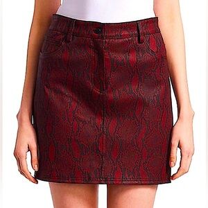 A.L.C. Troy snake print burgundy black stretch leather mini skirt size 12